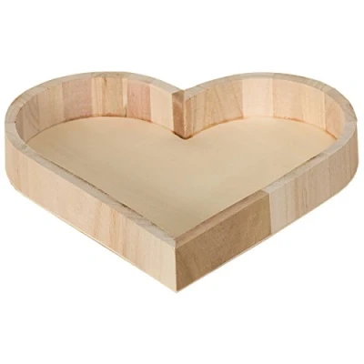 Image of Artemio VIPPC Heart Shaped Tray, Wood, Beige, 21 x 3.5 22 cm