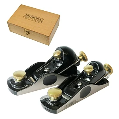 Image of Faithfull FAIPLANEBPS 6012 and 912 Block Plane Twin Pack in Wooden Box