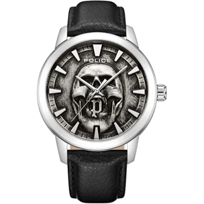 Image of Police Men&#039;s Analog Quartz Watch with Leather Strap PEWJA0005501