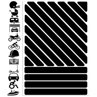 Image of Biomar Labs Reflectors Bicycle Reflective Sticker Film Black Set (16 Pieces) for Scooter Children&#039;s Pram Self Adhesive D 77