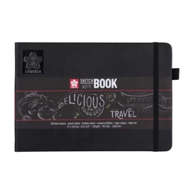 Image of Sakura Sketch Notebook 80 Sheets, Paper, Black Pages, 21 x 14.8 cm
