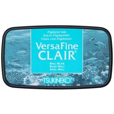 Image of Tsukineko VersaFine Clair Ink Stamping Blue, Bali Large Opaque, Waterproof, Archival Embossing, pad Size: 7.6 x 3.5 cm