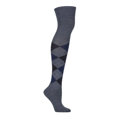 Image of Women&#039;s 1 Pair Burlington Marylebone Argyle Wool Overknee Socks Dark Blue Melange 3.5 7 Women