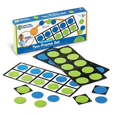 Image of Learning Resources Giant Magnetic Ten Frame Set, Set of 4, Ages 5+, Classroom Math Whiteboard Demonstration