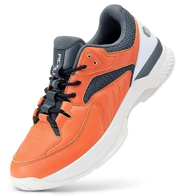Image of FitVille Mens Extra Wide Fit Tennis Badminton Squash Shoes Non Slip Sports Trainers for Volleyball Pickleball, White &amp; Grey, 8.5 UK X