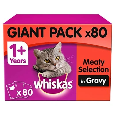 Image of whiskas 1 Plus Cat Pouches Meat Selection in Gravy Giant Pack, Chicken, 0.1 kg