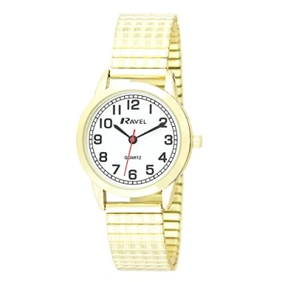 Image of Ravel Womens Everyday Quartz Watch with Minute Track on Gold Toned Stainless Steel Expander Bracelet (27mm case) R0232.21.2 Tone