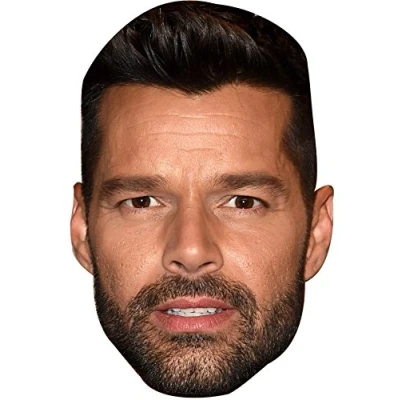 Image of FoxyPrinting RICKY MARTIN JB Music Star Fancy Dress Cardboard Celebrity Party Face Mask