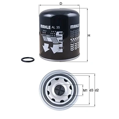 Image of 0004292097, 0004292197, 0004292797, A0004292097, A0004292197 air Dryer Cartridge, compressed system MAHLE ORIGINAL AL 35 135,5mm