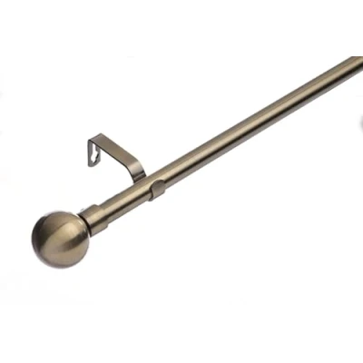 Image of Lister Cartwright 19 mm Extendable Metal Curtain Poles, Antique Brass (Ball Finials, 120 210 cm)
