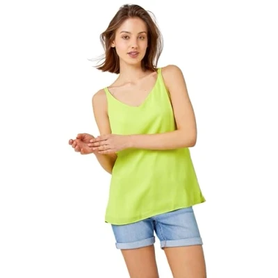 Image of Roman Womens Cross Back V Neck Camisole Lime Green Size 10 UK