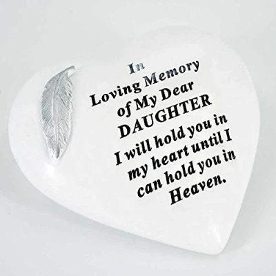 Image of Special Daughter Graveside Memorial Feather Heart Grave Plaque Ornament Decoration