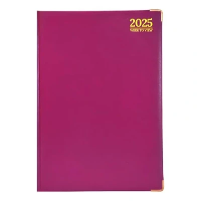 Image of G4GADGET A4 Week To View 2025 Hardback Cover Weekly Planner with Note Sections Professional and Durable (Purple)