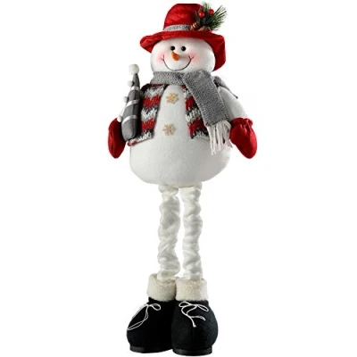 Image of WeRChristmas Santa Snowman Christmas Table Decorations, 25 cm Red/Grey, Set of 2