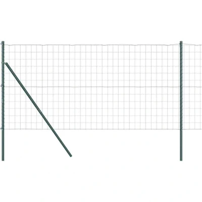 Image of vidaXL Euro Fence with 13 Posts 1x25 m Galvanised Steel Green