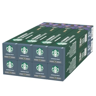 Image of STARBUCKS Espresso Roast by Nespresso, Dark Roast, Coffee Capsules 8 x 10 (80 Capsules)