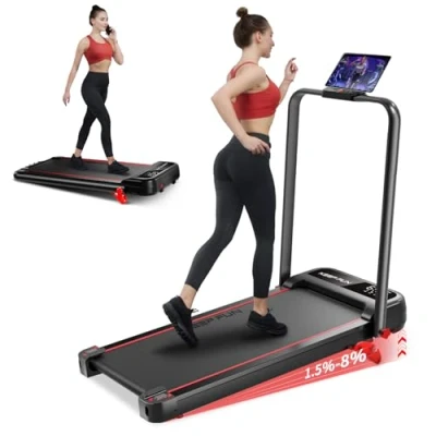 Image of KEEP FUN Walking Pad with Incline, Handle Bar 3 Level 300 Lbs Foldable for Home Office, Under Desk Treadmill LED Display Remote Control &amp; APP