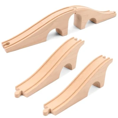 Image of Wooden Train Track Bridge Wood Expansion Three Arch Bridge, Toys, Accessories for Most Major Toy Trains Railway