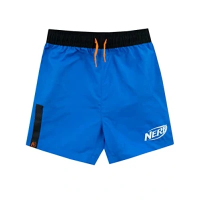 Image of Nerf Swimming Shorts Boys Swim Trunks Kids Swimwear with Water Reactive Feature Blue 6 7 Years