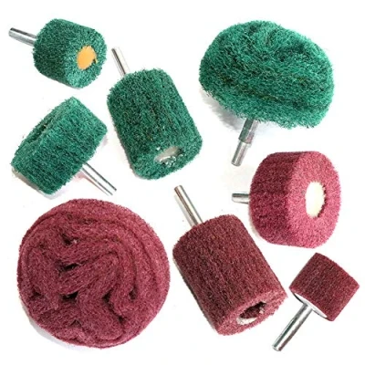 Image of 8PCS Non Woven Abrasive Buffing Polishing Wheel Drill Attachment Set,Scouring Pads Power Scrubber Cleaning Kit