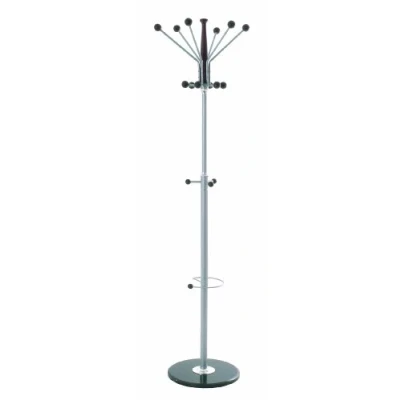 Image of HAKU Mobel Hall Tree Alu, Dark Brown, Marble, Metal Size: H 182 cm X Ø 42 cm, Style: Modern