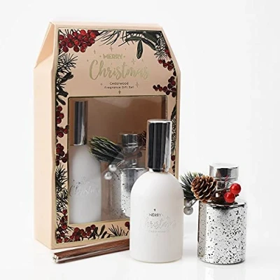 Image of WIDDOP 30ml Silver Diffuser and 80ml Room Spray Cedarwood Fragrance Gift Set