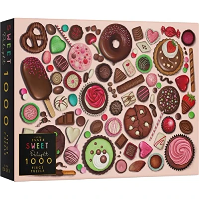 Image of Elena Essex jigsaw puzzles for adults 1000 Sweet Delight/jigsaw puzzle / piece adults/chocolate cake sweets donut food teatime puzzle/jigsaws size 68x49cm