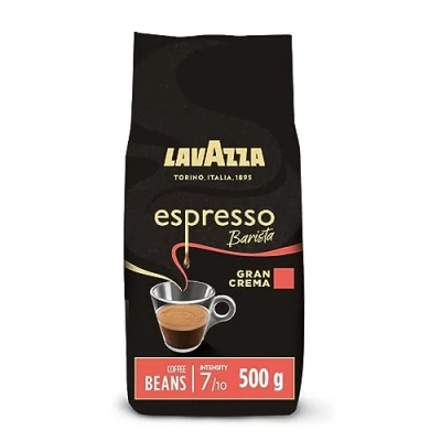 Image of Lavazza, Espresso Barista Gran Crema, Drum Roasted Coffee Beans, Ideal for Machines, Aromatic Notes of Dried Fruit and Flowers, Arabica Robusta, Intensity 7/10, Light Roast, 500 g