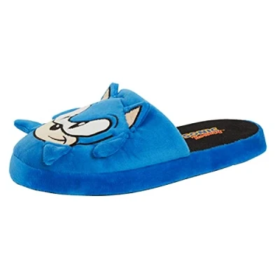 Image of Sonic The Hedgehog Mens Slippers for Gamers Teens Open Back Slip On Mules House Shoes Blue 8 UK