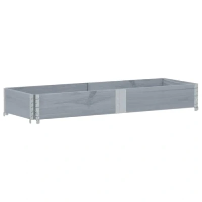 Image of vidaXL Garden Planter Stackable Pine Wood Flower Pot Foldable Grey Box with Galvanised Hinges 150x50x21.5 cm