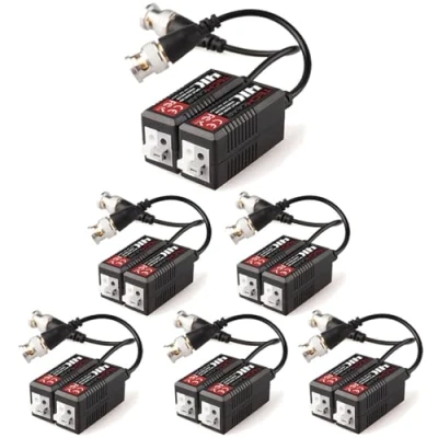 Image of TECHGEAR 12x 8MP / 4K CCTV Passive Video Balun BNC Connector Adapter Transmitter &amp; Transceiver, Male to Easy Press Fit UTP CAT5/5e/6/6e Cable for HD DVR Camera System (6 Pairs)