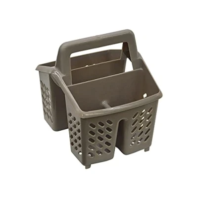 Image of Douceur d&#039;Intérieur Homéa Plastic Cutlery Drainer 17.5 x 14.5 H 16.5 cm Taupe