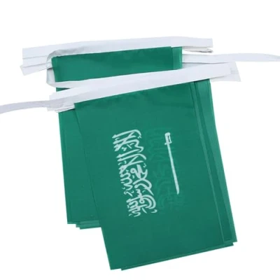 Image of AZ Flag Saudi Arabia Bunting 20 Ft Garland with Small Arabian Flags 8&#039;&#039; x 6&#039;&#039; 100% Polyester String Pennant 6 meters