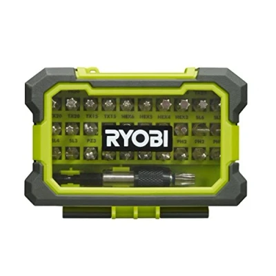 Image of Ryobi RAK32MSD Mixed Screwdriver Bit to Fit All Drills/Drivers, 0 V, Hyper Green, Set of 32 Piece