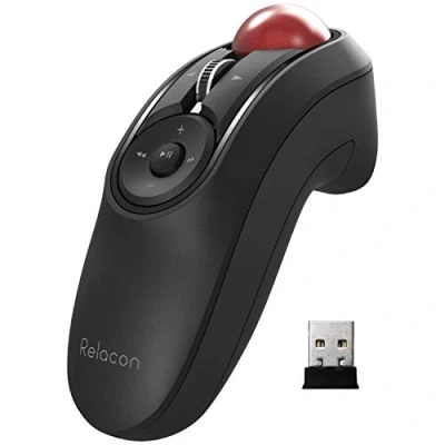 Image of Elecom Relacon Handheld Trackball Mouse, Thumb Control, 2.4GHz Wireless, Ergonomic Design, 10 Button Function, Windows11, MacOS (M RT1DRBK)