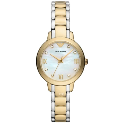 Image of Emporio Armani Watch for Women , Three Hand movement, 32MM Gold Recycled Stainless Steel (At Least 50%) case with a strap, AR11513