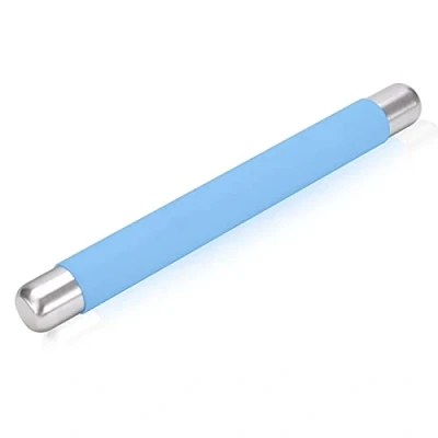Image of Remeel Silicone Rolling Pin Non Stick Surface for Baking Pie Crust, Cookie, Pastry, Fondant, Internal Steel Dough Roller 13.8 X 1.5 Inches (Blue)