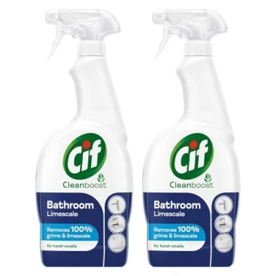 Image of Cif Cleanboost Power &amp; Shine Bathroom Spray 100% soap scum limescale removal for cleaning ceramic, chrome, enamel, plastic, and stainless steel surfaces 700 ml Bulk Buy (2)