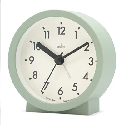 Image of Acctim Gaby Small Analogue Contemporary Bedside Alarm Clock (Cool Mint)