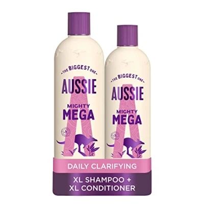 Image of Aussie Mega Shampoo and Conditioner Set, Hair Care for Dry Damaged Hair, Vegan Conditioner, Silicone Free, XL Value Pack, 1145ml, Pack of 2