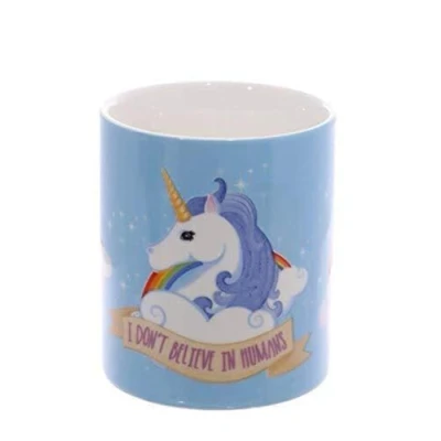 Image of Kaycegifts Fun New Bone China Mug Unicorn I Dont Believe in Humans