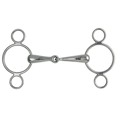 Image of Shires Equestrian Hollow Mouth Two Ring Gag Bit 5 Steel
