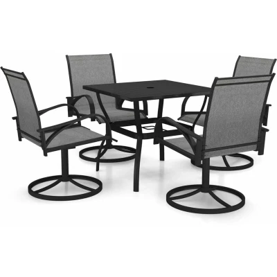 Image of vidaXL 5 Piece Garden Dining Set Textilene and Steel