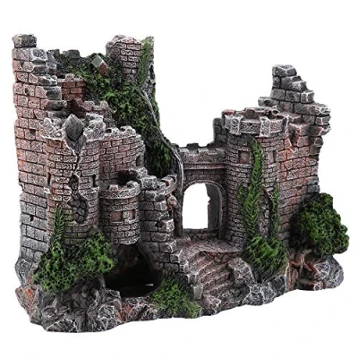 Image of Pssopp Castle Aquarium Decoration Simulation Resin Hide House Fish Tank Ornaments Decor with Realistic Details