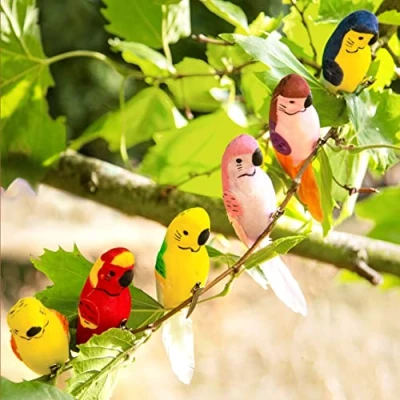 Image of Talking Tables Pack of 6 Tropical Bird Decorations for Garden Clip on Budgies Hawaiian Theme, Luau Summer Party, Fiesta, Tiki Bar Accessories, Metal, 17x14.5x4 cm