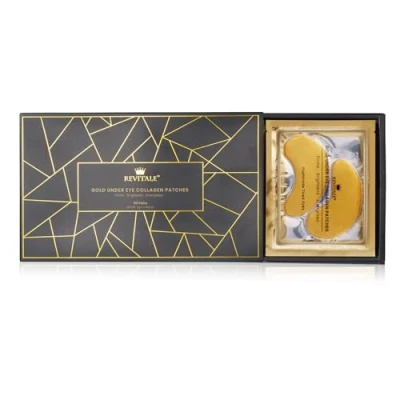 Image of Revitale 24k Gold Under Eye Collagen Patches, Reduce Puffy Eyes &amp; Dark Circles, Illuminate Tired Masks Firms, Brightens, Energises (Packets 30 Pair)