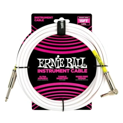 Image of Ernie Ball 15&#039; Straight / Angle Instrument Cable White