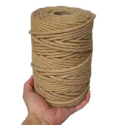 Image of ILIKEEC 328 Feet Jute Rope, 6mm 4 Ply Natural Thick Twine String for Floristry, DIY Arts Crafts, Gardening Bundling and Cat Scratch Post (Brown)