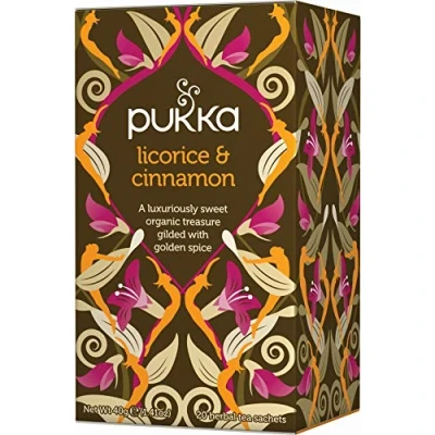 Image of Pukka Herbs Licorice and Cinnamon Organic Herbal Tea Box Infusion With Cardamom, Cocoa Chicory Perfect For Feeling Cosy Caffeine Free 4 Packs 80 Plant Based Biodegradable Bags