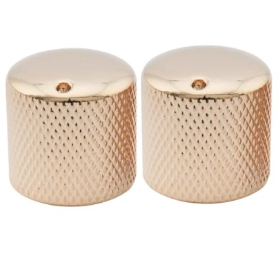 Image of Musiclily Pro Metric Steel Push on Dome Knobs with Indicator Dot for Import Electric Guitar or Bass, Gold (Set of 2)